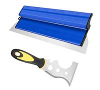 Spatule Enduit Lissage Set, 40 cm Lame en Acier Inoxydable Outil, Spatule Multi Usages 13 in 1, Béton Lisseuse Enduit Couteau à Enduire, Outil de Revêtement en Acier Inoxydable(Bleu)