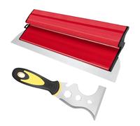Spatule Enduit Lissage Set, 40 cm Lame en Acier Inoxydable Outil, Spatule Multi Usages 13 in 1, Lame en Acier Inoxydable avec Manche en Plastique en Forme de Z, Pour Grande Zone Murale(Rouge)