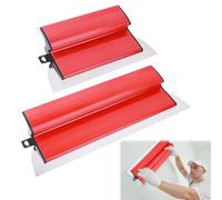 Spatule Enduit Lissage Set, Lame à Lisser en Acier Inoxydable Béton Lisseuse Enduit Couteau à Enduire, Manche en Forme de Z, pour le Plâtrage de Plafond et Mur (25 Cm+40 Cm) (A)