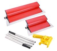 Spatule Enduit Lissage Set, Lame à Lisser en Acier Inoxydable Béton Lisseuse Enduit Couteau à Enduire, Manche en Forme de Z, pour le Plâtrage de Plafond et Mur (25 Cm+40 Cm) (B)