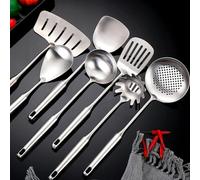 Spatule et louche à long manche en acier inoxydable 304 pour wok - Outil de cuisine en une seule pièce forgée pour sauté (G)