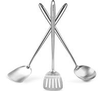 Spatule Et Louche De Cuisine Pour Poêle Wok 43,5 Cm - Ustensiles Inox Professionnel - Écumoire Spatule Plancha En Acier Inoxydable 304[KIT6506714]