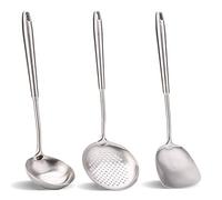 Spatule et louche pour wok chinois, ustensiles de cuisine en acier inoxydable 304 (38,1 cm, 38,1 cm, 35,6 cm)