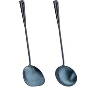 Spatule et louche traditionnelles faites à la main, louche et spatule en fer chinois, ustensiles wok de 40,1 cm.