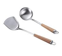 Spatule et louche Wok - Ustensiles en acier inoxydable 304 - Convient pour un usage domestique, hôtel, restaurant.