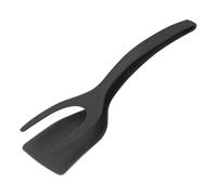 Spatule et pince à œufs 2 en 1 - Spatule anti-adhésive, outil de cuisson multifonction pour œufs, omelettes, sandwichs, pain, poisson, steak, pain perdu (noir)