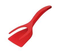Spatule et pince à œufs 2 en 1 - Spatule anti-adhésive, outil de cuisson multifonction pour œufs, omelettes, sandwichs, pain, poisson, steak, pain perdu (rouge)