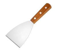 Spatule oblique en acier inoxydable avec manche en bois, pelle à steak, hamburger, crêpe, pizza, ustensiles de cuisine for barbecue et cuisine(7.5x20cm)