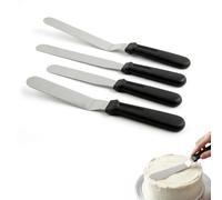 Spatule Pâtisserie, Coudée en Acier Inoxydable 8"/10", Pour Glaçage, Crêpes, Gâteaux, Cupcakes et Pâte à Sucre, Outil Professionnel pour Décoration Lisse et Sans Rayure(4set, Noir)