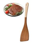Spatule plate en bois - Accessoire culinaire - Tourneur en bois long - Outil de cuisine polyvalent pour rôtir, rôtir, barbecue, remuer, ne pas tenir debout - Appareils de cuisine extérieurs et