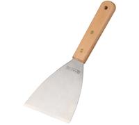 FM Professional 21549 Spatule pour plancha, Grise, Bois de hêtre, Acier Inoxydable, 23,5 cm