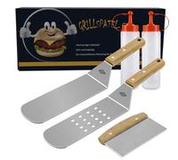 Spatule pour plancha - Set de spatules pour barbecue - En acier inoxydable - Accessoires pour plancha - Cadeau pour homme