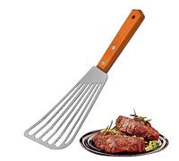 Spatule pour tourner le poisson - Pelle à steak avec spatule cannelée antiadhésive | Pelle à steak avec poignée en bois, pratique pour tourner les oeufs Dumpling Frire Tourner