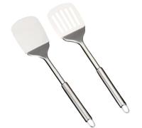 Spatule pour wok en acier inoxydable - 34,5 cm - Spatule de cuisine argentée robuste avec haute résistance à la chaleur - Spatule de cuisine pour ustensiles de cuisine antiadhésifs - Passe au