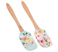 Spatule Racloir en Silicone Lot de 2, Manche en Bois | Réutilisable, Facile à Nettoyer, Trou Suspendre, pour Cuisson et Pâtisserie, Compacte et Portable