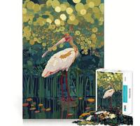 Spatule rosée dans Un Marais Luxuriant Puzzle de 1000 pièces pour Adolescents Jeu de logique Solide Temps en Famille Bords Transparents Surprise chaleureuse (38x52cm)