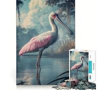 Spatule rosée dans Un Marais Puzzle de 1000 pièces pour Adolescents Jeu de réflexion Jigsaw Wise Détente et créativité pour Les fêtes (38x52cm)