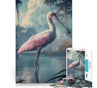 Spatule rosée dans Un Marais Puzzle de 1000 pièces pour Adolescents Jeu de réflexion Jigsaw Wise Détente et créativité pour Les fêtes (38x26cm)