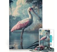 Spatule rosée dans Un Marais Puzzle de 1000 pièces pour Adultes Jeu de réflexion Anti-anxiété Objet de Collection aux découpes soignées (50x75cm)