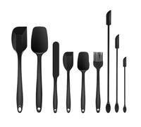 Spatule Silicone Ensemble de spatules cuisson en Silicone, 6/9 pièces, antiadhésives, résistantes à la chaleur, ustensiles cuisine essentiels, outils(Black 9PCS)