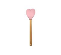 Spatule Silicone Spatule en Silicone forme d'amour, manche bois de cœur, ustensiles cuisine, outil cuisson gâteaux, 2 pièces(Pink)
