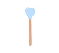 Spatule Silicone Spatule en Silicone forme d'amour, manche bois de cœur, ustensiles cuisine, outil cuisson gâteaux, 2 pièces(Blue)
