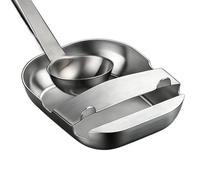 Spatule Spoon Rest - 14 cm en acier inoxydable - Porte-outils autonome - Rack de drip Tray Rack, Countertop Ladle Rest for Baking, Cooking, Restaurant, Buffet, and Indoor Use