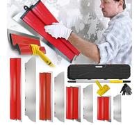 Spatule Surface, 11PCS 0,5mm Ensemble Spatules 80cm/60cm/40cm/25cm Outil Spatule Lame Acier Inoxydable Ensemble Spatules Surface Décoration Murale D'une Grande Zone Travail à Tige Télescopique