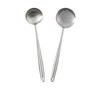 Spatule wok en acier inoxydable 316, ustensiles de cuisine métal, spatule ajourée, cuillère louche, outils, ensemble d'ustensiles, accessoires(2pcs set D)