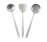 Spatule wok en acier inoxydable 316, ustensiles de cuisine métal, spatule ajourée, cuillère louche, outils, ensemble d'ustensiles, accessoires(3PCS set A)