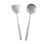 Spatule wok en acier inoxydable 316, ustensiles de cuisine métal, spatule ajourée, cuillère louche, outils, ensemble d'ustensiles, accessoires(2pcs set C)