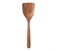 Spatule wok en bois de teck naturel - Pelle de cuisson solide - Poignée ergonomique - Antiadhésive - Sûr - Style chinois - Cuisine pour tourneur