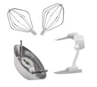 Spatules à gâteau pour mélangeurs en acier inoxydable - Crochet à pâte - Outils de cuisson robustes - Finition blanche - Qualité professionnelle (A)