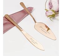 Spatules à Pâtisserie Couteau à Gâteau, Personnalisé Couteau de Gâteau de Mariage et Ensemble de Serveur, Ensemble de Service de Coupe-Gâteau en Acier Inoxydable pour Fête de Mariage Noël (Or Rose)