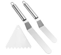 Spatules Coudées à Pâtisserie,2 Pièces Spatule à Palette en Acier Inoxydable avec 1 Grattoir Plastique, Spatule à Etaler le Glaçage de Gâteau avec Poignée de Confort pour la Crème à Tartiner(argenté)
