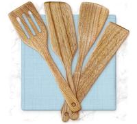 Spatules en bois - Ensemble de spatules de cuisson de 4 pièces - Ustensiles en bois d'acacia pour la cuisine utiliser - Convient aux ustensiles de cuisine antiadhésifs - Outils pour sautés