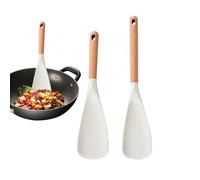 Spatules En Silicone Résistantes À La Chaleur | 2 Pièces De Spatule À Frire Avec Manche En Bois | Pelle De Cuisine - Pour Usage Domestique Appartement Grill Chef Crêpe Friture Cuisson Service