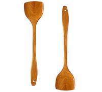 Spatules et cuillères de cuisine, ensemble de cuillères, ensemble d'ustensiles de cuisine, pelle en bois de bambou, spatule de cuisine 39 cm, pelle en bois antiadhésive à long manche, outils de cuisin