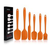 Spatules, Orange 6 Spatule En Silicone Anti-Adhésif En Caoutchouc Avec Noyau En Acier Inoxydable - Spatule Résistante à la Chaleur Pour Cuisson, Cuisson Et Mélange
