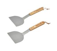 Spatules pour plancha - BARBECOOK - Lot de 2 - Inox - Manche en bois - 31 cm