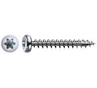 SPAX Vis universelle 4,5 x 35 mm, 500 pièces, T-STAR plus, tête demi-ronde, filetage total, 4CUT, WIROX A9J, galvanisé brillant,