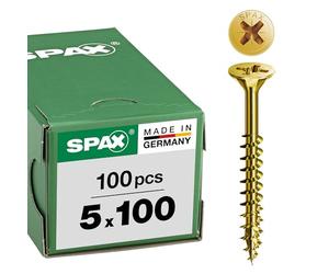 SPAX 1081020501003 Lot de 100 vis universelles cruciformes Z2, tête fraisée, filetage partiel, 4CUT, YELLOX A2L, 1081020501003