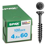 SPAX 25170404506021 Lot de 100 vis de façade, 4,5 x 60 mm, filetage partiel, tête fraisée bombée, T-STAR plus T20, pointe CUT, en acier inoxydable A2 BLAX