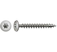 SPAX 257000600605 Lot de 100 vis pour construction en bois, 6,0 x 60 VG, Torx 30, pour la construction en bois, tête disque, T-STAR plus, 4CUT, filetage complet, en acier inoxydable A2, 1.4567, 6,0 x