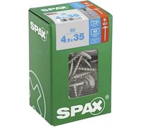 Spax Vis 4,5 x 35 mm T-STAR plus T20 Filetage complet Tête bombée 4CUT 60 pièces Acier inox A2