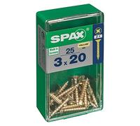 Spax International Vis bois 91615 Boîte de 25 Cab. Plat jaune 3,0 x 20 mm multicolore