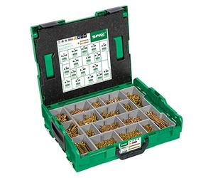 SPAX Coffret de montage L-BOXX, 1 pièce, Assortiment de vis avec 17 dimensions, Tête fraisée, Cruciforme Z, 4CUT, YELLOX - 5000009164019