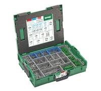 SPAX Coffret de montage L-BOXX - Grand kit d'électricien avec 1200 vis à tête semi-ronde en 14 dimensions, 250 chevilles assorties et 6 T-Star plus embouts