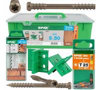 Spax-D Lot de 850 vis de terrasse 5 x 50 cm antique A2 + boîte GreenBox