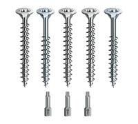 Spax Jeu de vis à bois à filetage partiel et complet + embouts Torx 5 tailles : 3 x 30/4 x 40/4,5 x 45/5 x 80/6 x 100/WIRROX Argent